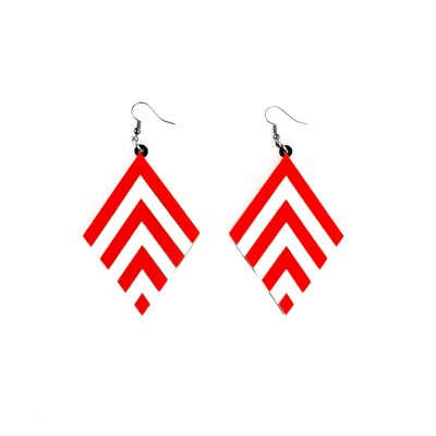 Red Chevron Earrings Small