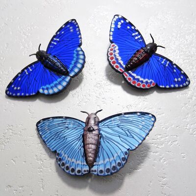 Petite broche papillon bleu