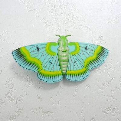 Moccasin Moth Turquoise & Yellow Brooch Small
