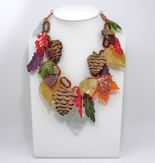 Autumn Leaves & Berries Statement Necklace Large Large