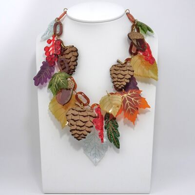 Autumn Leaves & Berries Statement Necklace Large Large