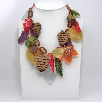 Autumn Leaves & Berries Statement Necklace Large Large