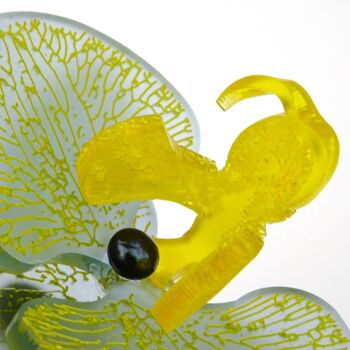 Broche Orchidée 3D Brise de Mer & Jaune Large 3