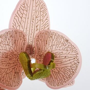Broche Orchidée 3D Blush Pink & Gold Large 2