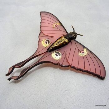 Luna Moth Broche Blush Pink Large 2
