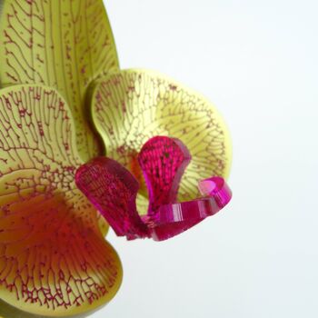 Broche Orchidée 3D Or & Cerise Large 3