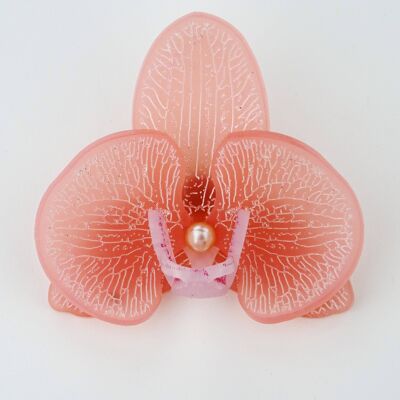 Broche Orquídea 3d Blush Rosa & Dorado Grande