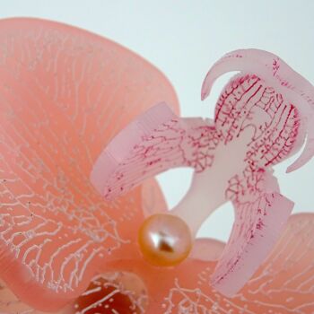 Broche Orchidée 3D Blush Pink & Gold Large 3