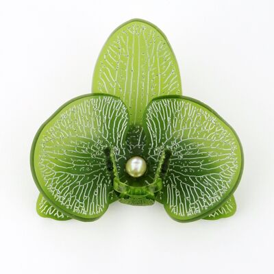 Broche De Orquídea 3d Esmerilado Verde Botella Grande