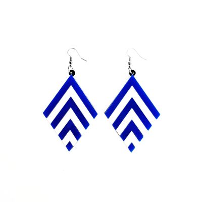 Blue Chevron Earrings Large