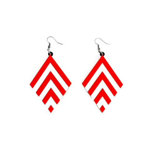 Red Chevron Earrings Large