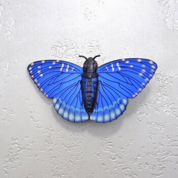 Grande broche papillon bleu oiseau 3