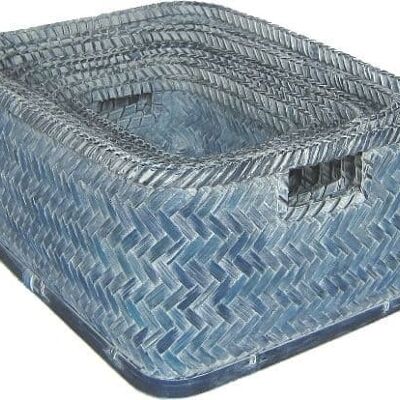 Bamboo blue wash high storage baskets set/6 - BWA9