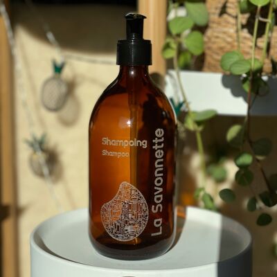 Etched Glass Bottle - "Shampoo"