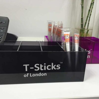 T-Sticks - Soporte de acrílico para palitos de té de cocina de oficina premium - Negro