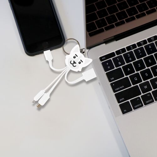 Câble de chargeur universel 3 en 1 - Iphone Lightning / USB Type-C / Micro-USB - Chien
