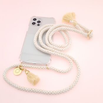 Chaîne de téléphone portable COCO - couverture transparente avec cordon en coton doux et glands 3