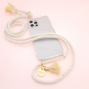 Chaîne de téléphone portable COCO - couverture transparente avec cordon en coton doux et glands 4