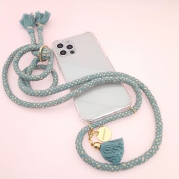 Chaîne de téléphone portable MAYA - couverture transparente avec cordon en coton doux et glands 2