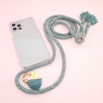 Chaîne de téléphone portable MAYA - couverture transparente avec cordon en coton doux et glands 3