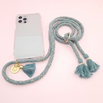 Chaîne de téléphone portable MAYA - couverture transparente avec cordon en coton doux et glands 4