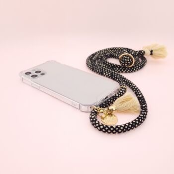 Chaîne de téléphone portable LUNA - couverture transparente avec un cordon en coton doux et des glands 1