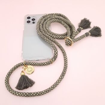 Chaîne de téléphone portable PEPPER - couverture transparente avec un cordon en coton doux et des glands 4