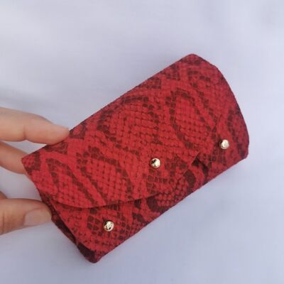 Red Python-effect coin purse