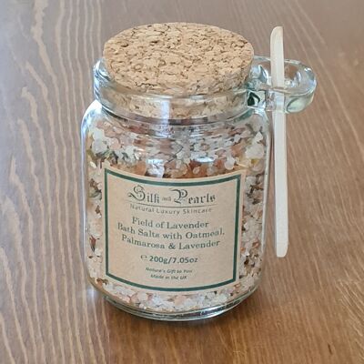 Field of Lavender Bath Salts with Oatmeal, Palmarosa & Lavender - 520g / 200g - 200g