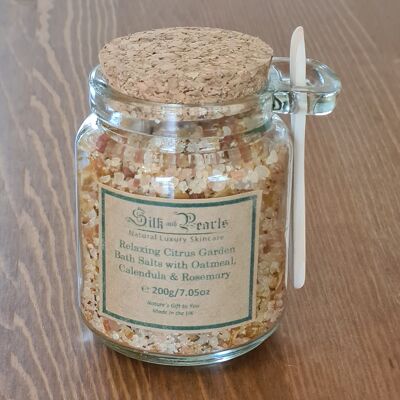 Relaxing Citrus Garden Bath Salts with Oatmeal, Calendula & Rosemary - 520g / 200g - 200g