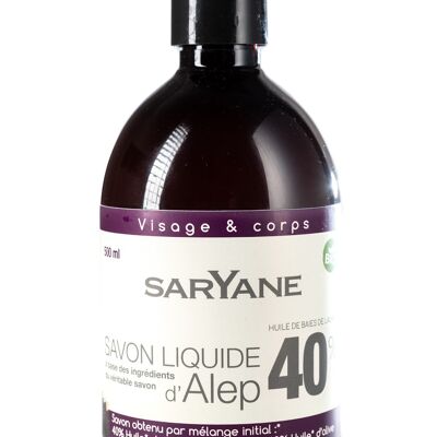 Jabón líquido tradicional de Alepo 40% aceite de laurel 500ml