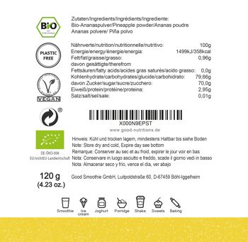 Ananas en poudre bio lyophilisé 120 g 3