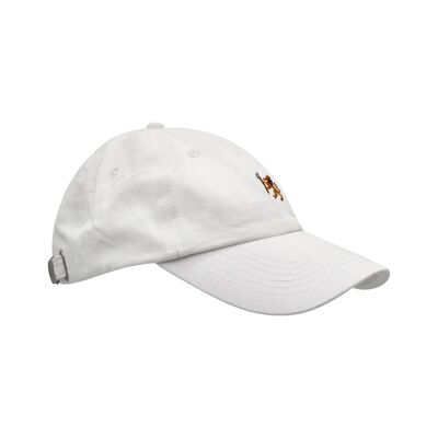 Luxury White Organic Cap - Embroidered Logo - Embossed Buckle