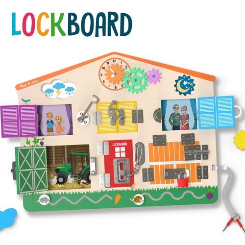 LOCKBOARD : Un Superbe jouet Éducatif et Réaliste pour Développer la maitrise des fermetures, la dextérité, et stimuler l’éveil