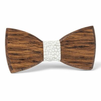 Wooden Bow Ties - The Dark Saint Stone - White Clip