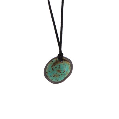 Clay Bowl Necklace Green Dotted