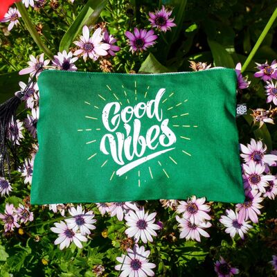 Trousse "good vibes" vert