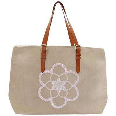 Sac lya suedine flower off white