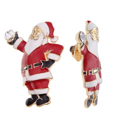 Leslii Weihnachtsmann Anstecker in Gold und Rot