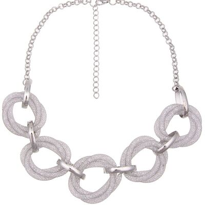 Leslii Kurze Halskette mit Netz Ringen in Silber