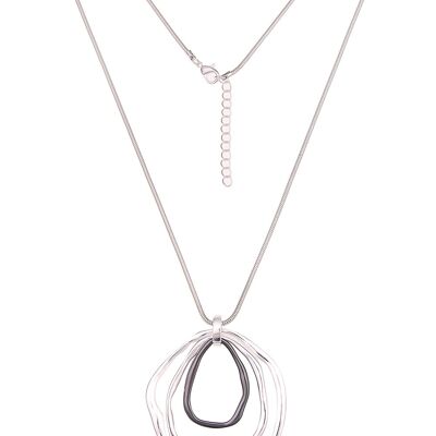 Leslii Lange Halskette mit Swing Ring in Silber und Schwarz