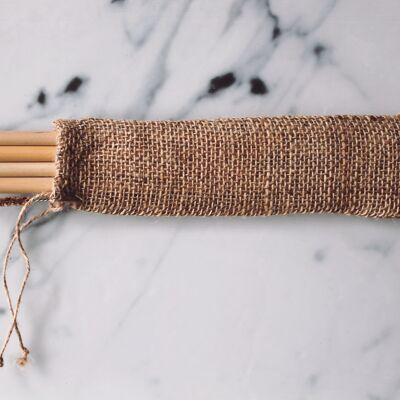 Pailles en bambou dans l'ensemble I avec brosse de nettoyage et sac en coton