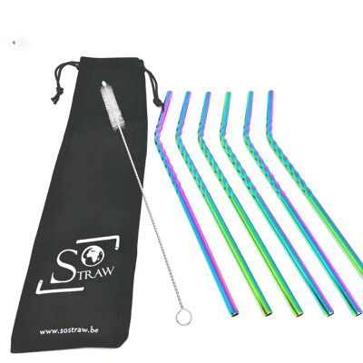 Set of 6 'Spiral' straws - Curved / Arc-en-Ciel