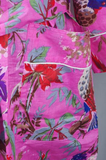 Peignoir kimono en coton rose Tropical Birds 2