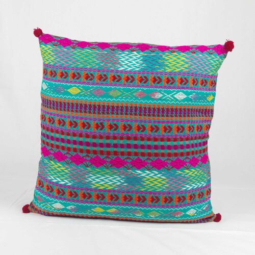 Bohemian Handloom Cotton Cushion Cover - Multicolour 20''
