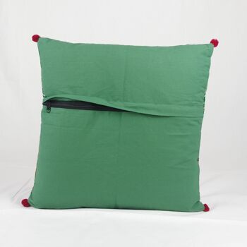 Housse de Coussin Bohème en Coton Handloom - Vert 20'' 2