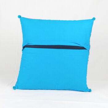 Housse de coussin en coton tissé à la main Bohème - Bleu 16'' 2