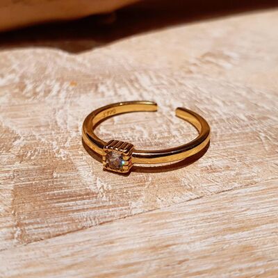 Anillo ajustable de plata para mujer, joyería de moda, chapado en oro