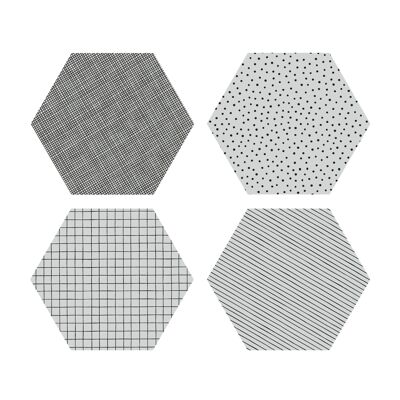 Polygon Glass Coasters, set 4, Concrete Grey