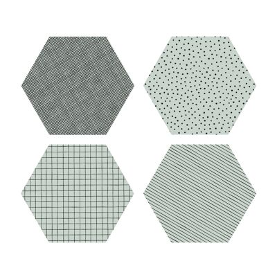 Polygon Glass Coasters, set 4, Mint Green